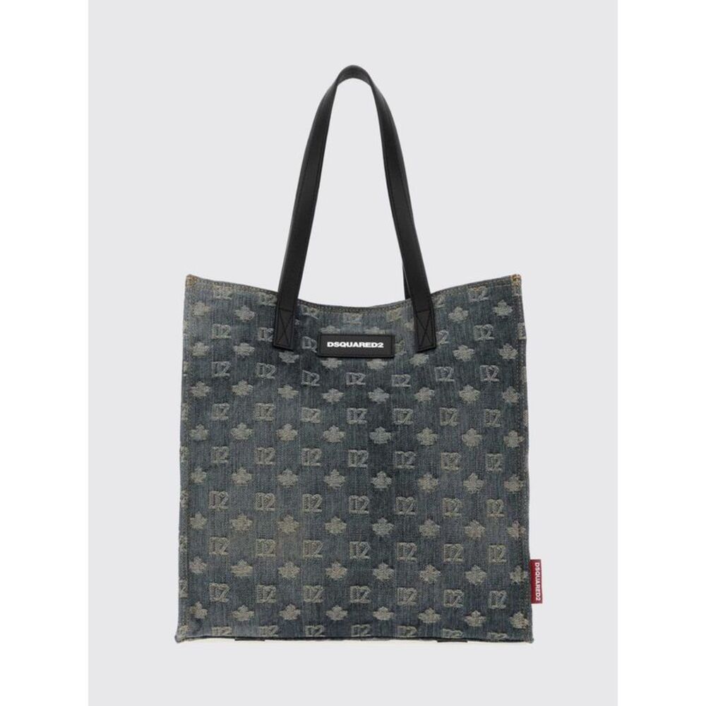 Dsquared2 Men Dsquared2 Denim Tote Bag With Embroidered Logo And Double Strap